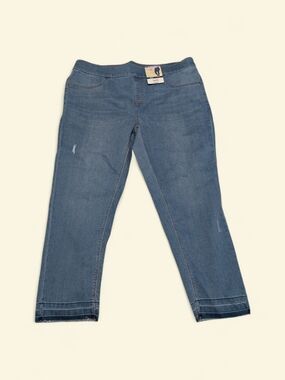 Terra & Sky Light Blue Cropped Stretch Denim Jeans 1x (16w-18w)